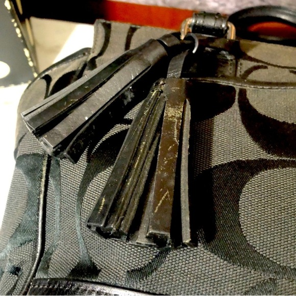 COACH Black Signature “C” Canvas and Leather Handbag, GUC - Picture 11 of 14